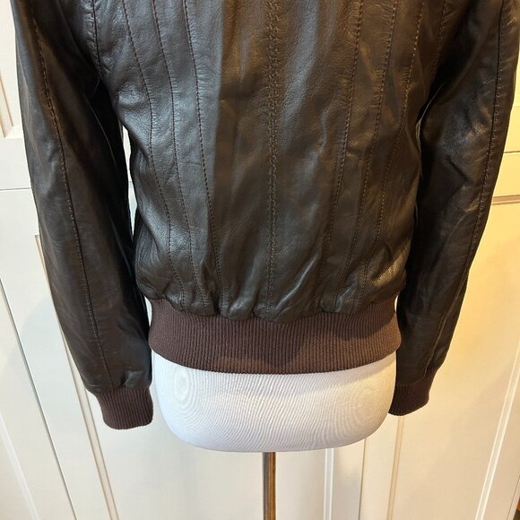 Danier Brown Leather Bomber Jacket XS, genuine leather, excellent condition - Picture 4 of 12